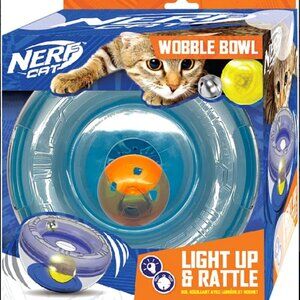 Nerf Cat Toy ball Light Up & Rattle Wobble Bowl Cat Toy multiple Rotating NEW